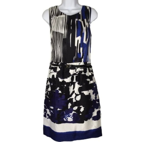 Ellen Tracy Sleeveless Graphic Print Dress Sz 10 - Picture 1 of 10